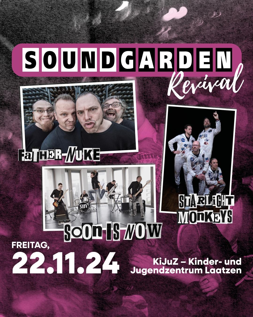 Die Bands mit jeweils einem Foto und Infos zu dem Konzert.