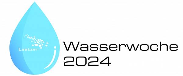 symbolisierter Wassertropfen mit Schriftzug Wasserwoche 2024