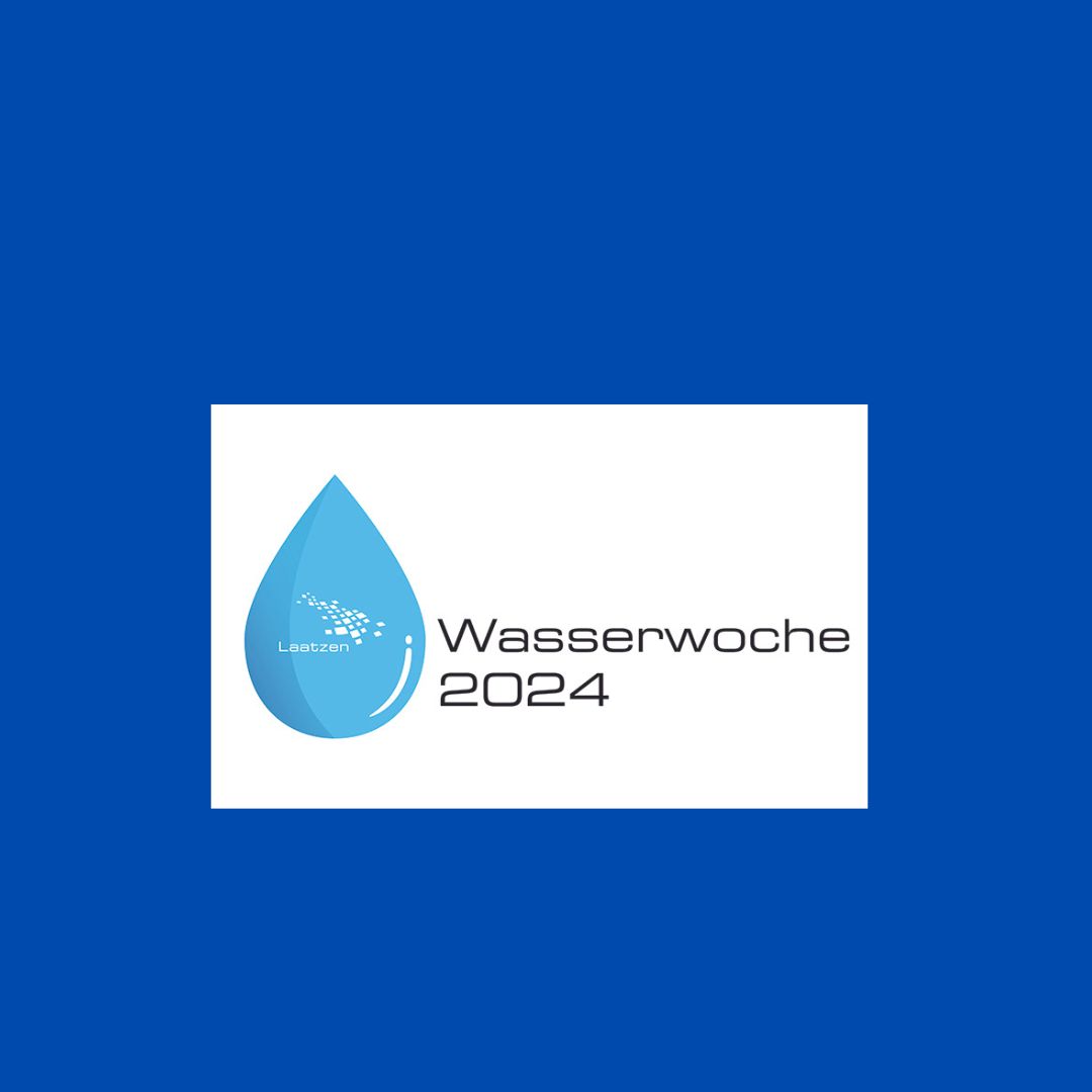 Logo zur Waserwoche mit Wassertropfen in hellblau und Schriftzug Wasserwoche 2024