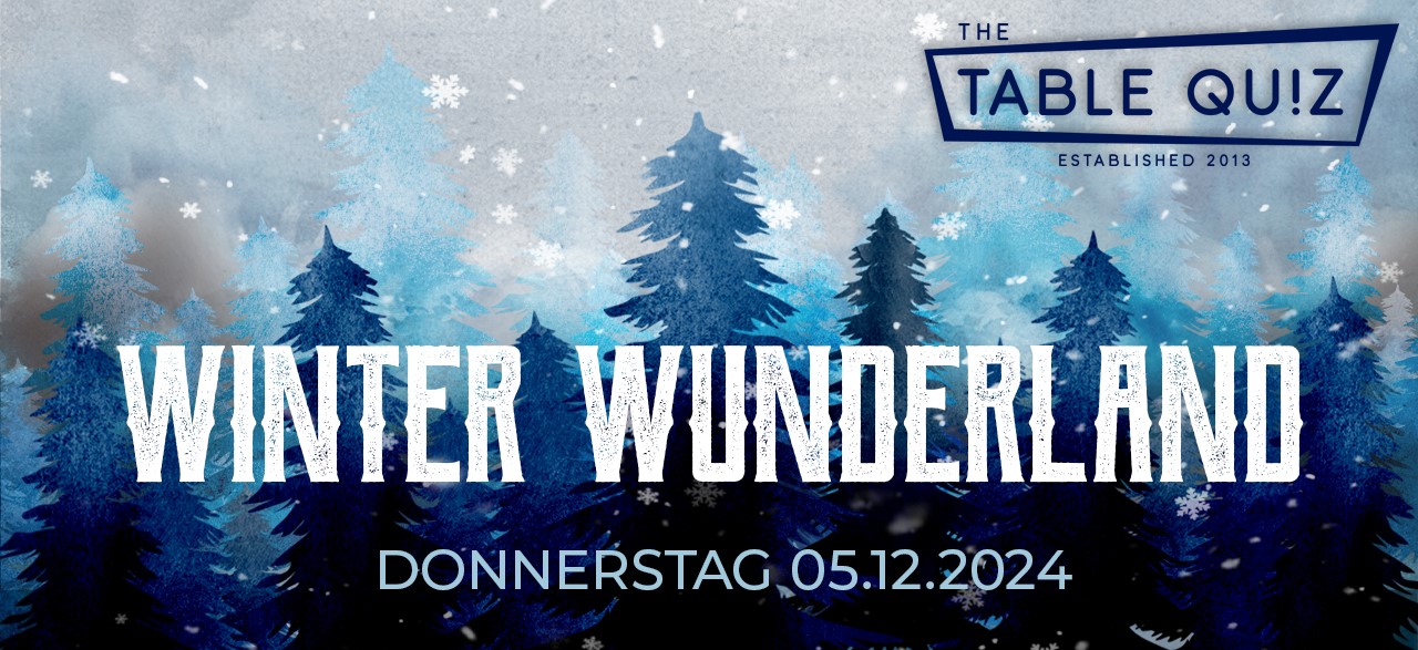 Table Quiz Logo, Abstraktes Bild eines Winterwaldes mit Schneeflocken, Winterwunderland, Donnerstag 05.12.2024